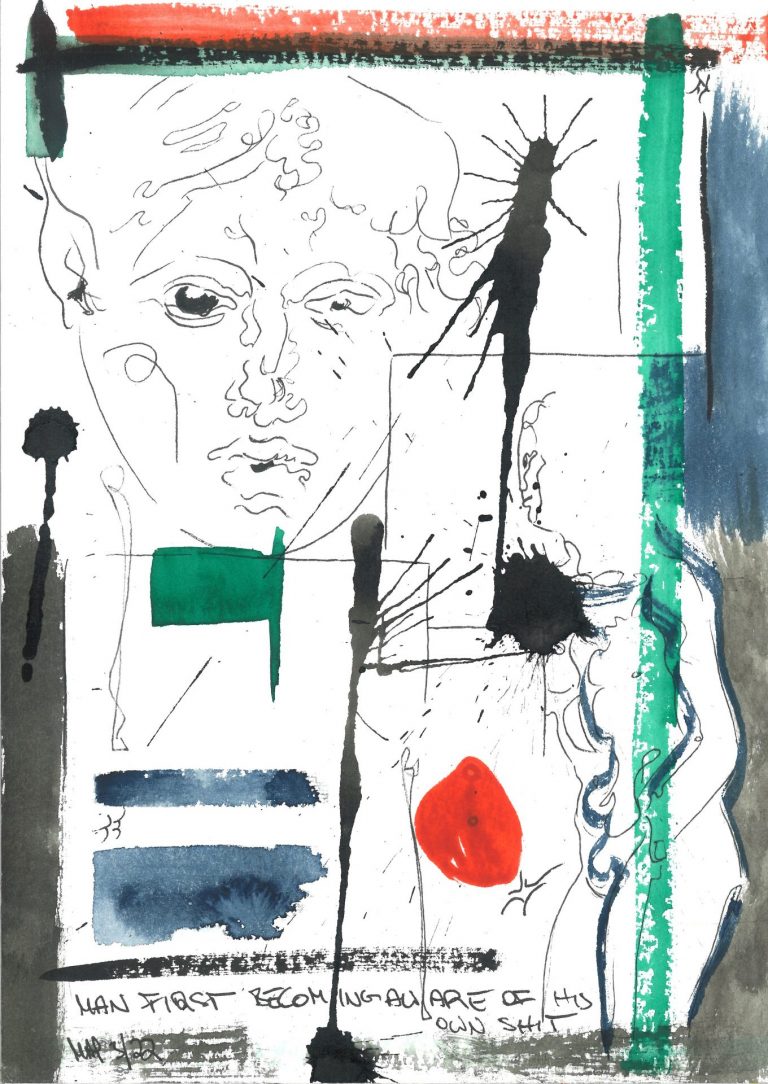 Man becoming aware of this own shit